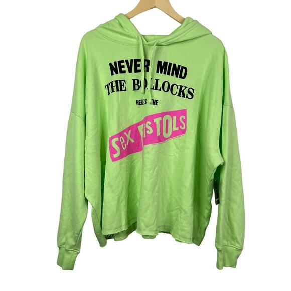 Torrid Lime Green Sex Pistols Fleece Crop Hoodie Size 3 NWT - Picture 7 of 9
